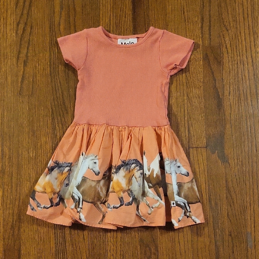 Molo Orange Pink Fit and Flare Casual Dress